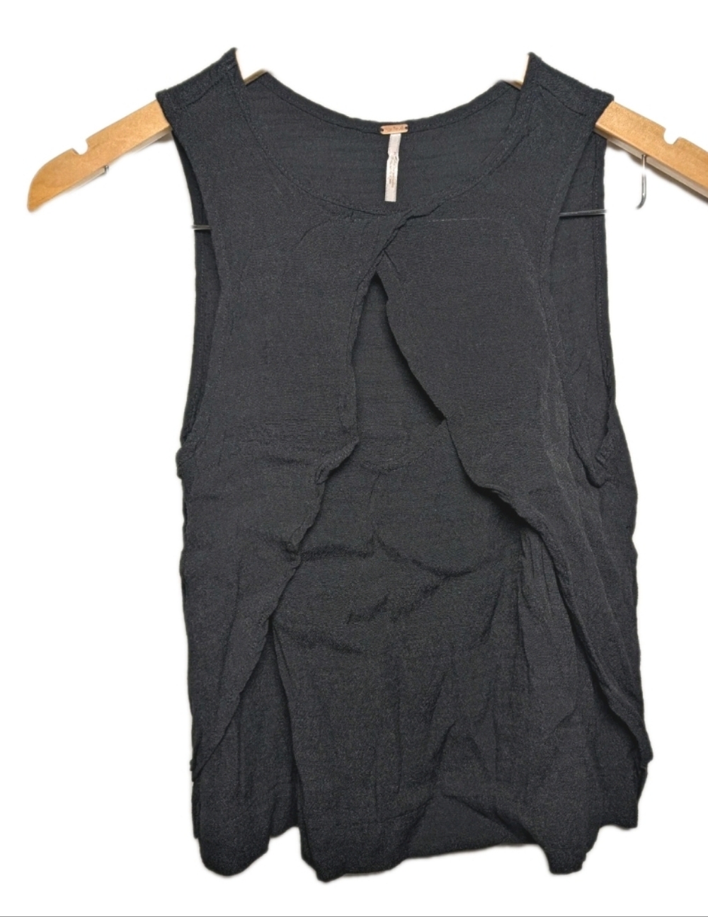 Free People Top Sleeveless Gauze Black Women Size XS Cut Out Boho